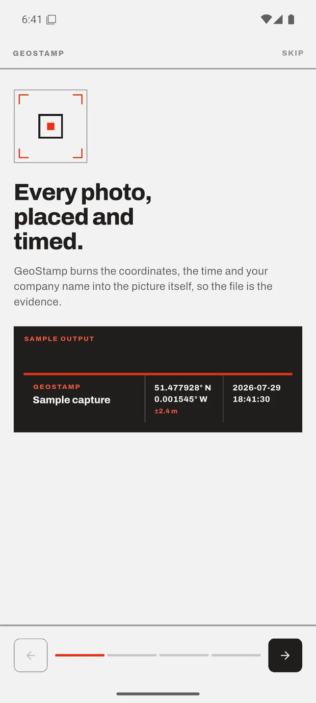 GeoStamp onboarding